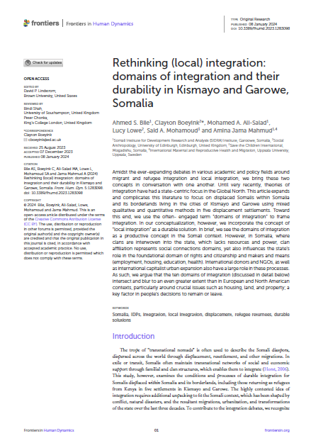 Rethinking (local) integration: domains of integration and their durability in Kismayo and Garowe, Somalia